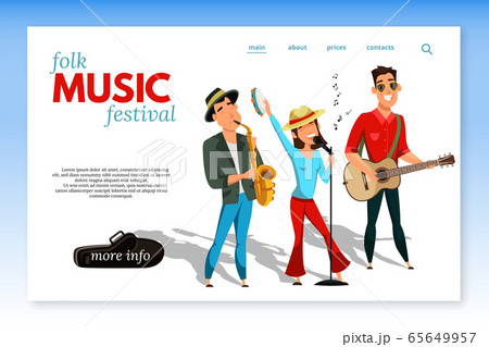 Folk music festival landing page vector template 65649957