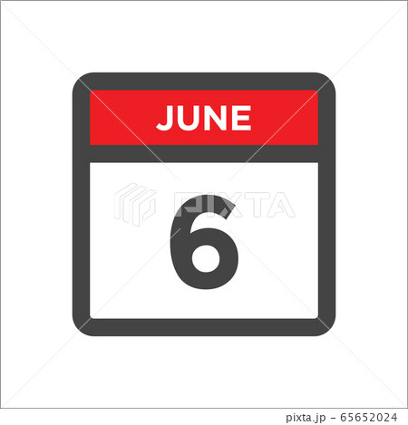 June 6 calendar icon with day of month June 6 calendar icon with day of month 65652024