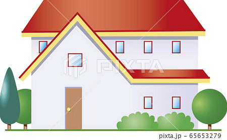 赤い屋根の家のイラスト素材