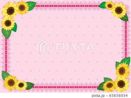 ひまわりフレーム ピンク のイラスト素材