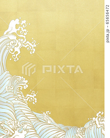 背景 波 和 和風 和柄 金箔のイラスト素材 背景 波 和 和風 和柄 金箔のイラスト素材