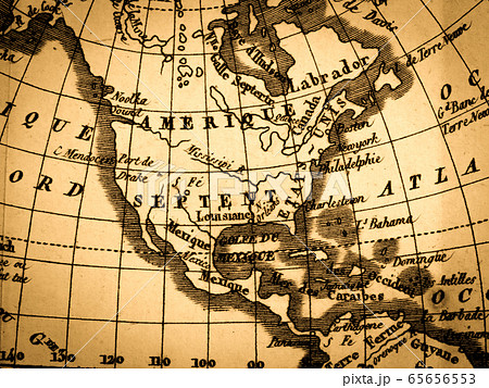 アンティークの世界地図 北米大陸の写真素材 [65656553] - PIXTA