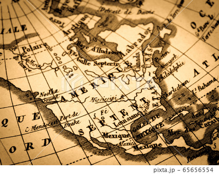 アンティークの世界地図　北米大陸 65656554