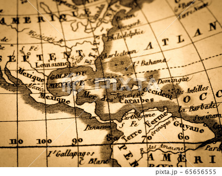 アンティークの世界地図　アメリカ大陸 65656555