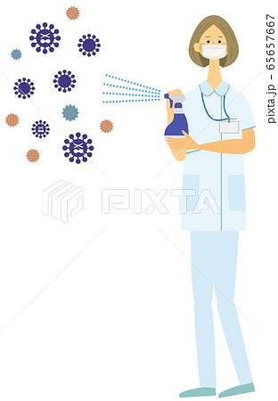 アルコール消毒　除菌 　看護師　ベクター　イラスト 65657667