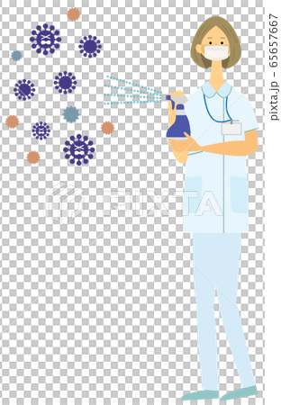 アルコール消毒　除菌 　看護師　ベクター　イラスト 65657667
