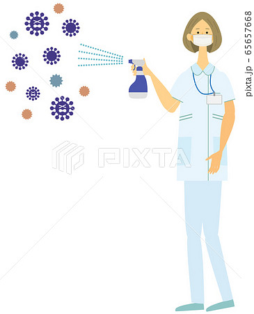 アルコール消毒　除菌 　看護師　ベクター　イラスト 65657668