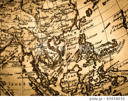 アンティークの世界地図 東南アジアの写真素材