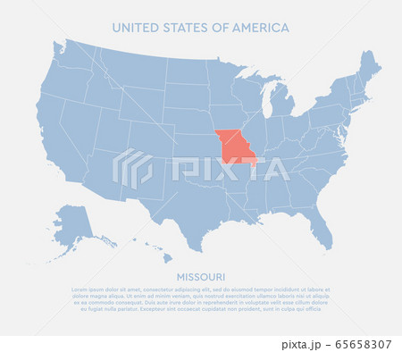 Missouri On Map Of America United States Of America State Missouri Usa Map - Stock Illustration  [65658307] - Pixta