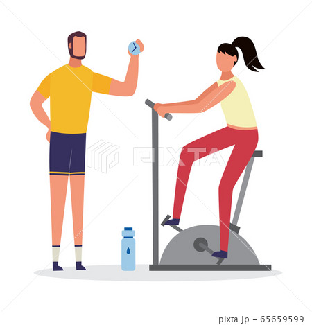 Sport training scene with personal coach, flat vector illustration isolated. 65659599
