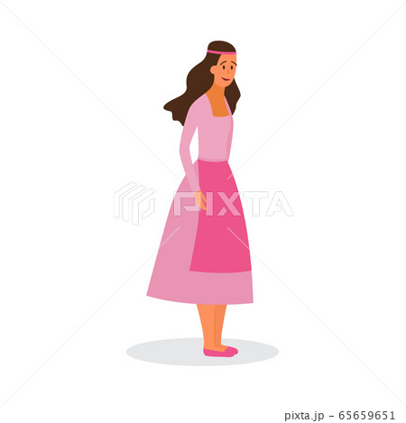 Woman character in historic ethnic costume, flat vector illustration isolated. Woman character in historic ethnic costume, flat vector illustration isolated. 65659651