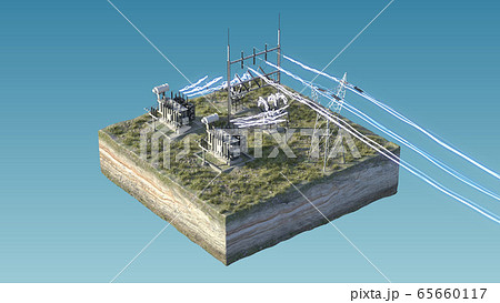 Power Plant Isolated On The Island Background のイラスト素材