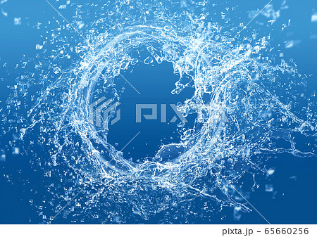 抽象的な青い水の輪のクローズアップのイラスト素材