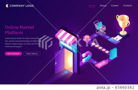 Online market platform isometric landing page, Online market platform isometric landing page, 65660362