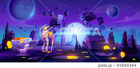 Astronaut on alien explore planet in far galaxy Astronaut on alien explore planet in far galaxy 65660364