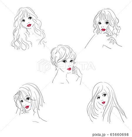 ヘアカタログイメージ画イラストセットのイラスト素材