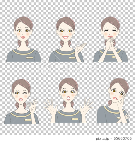 エステティシャンの表情イラストセット 65660706