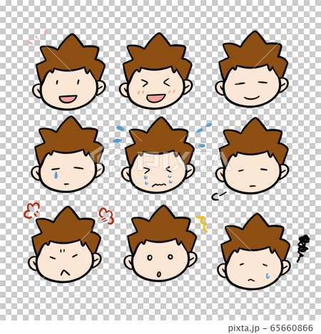 Various facial expressions icons for Tongari hair boys 65660866