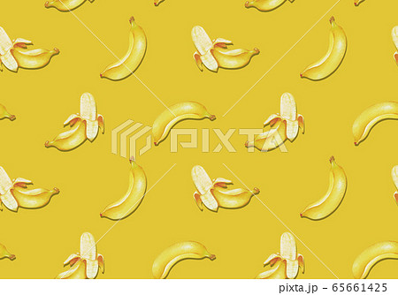シームレスパターン 手描き風 バナナ イラストのイラスト素材