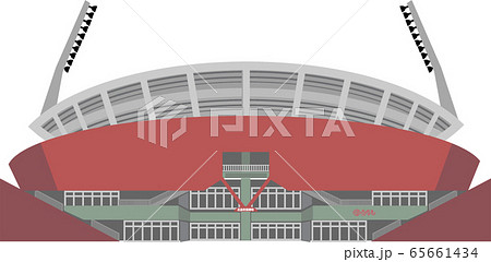 広島の野球場 マツダスタジアム 色付きのイラスト素材