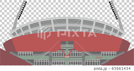 広島の野球場 マツダスタジアム 色付きのイラスト素材