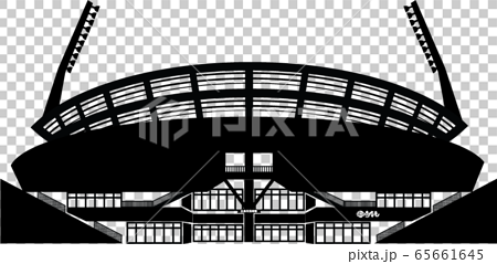広島の野球場 マツダスタジアム シルエットのイラスト素材