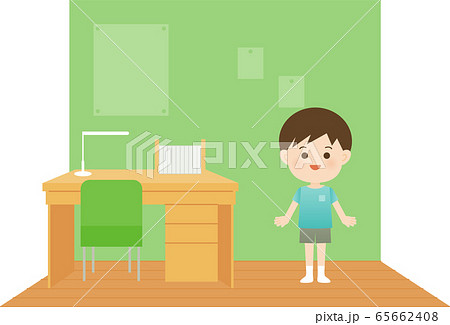 子供部屋にいる男の子のイラスト素材