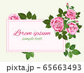 Pink roses card on the light green 65663493