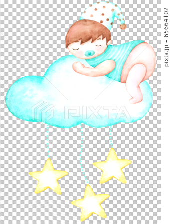 Sweet dreams baby with hand drawn watercolour for nursery and kids isolated on white background Sweet dreams baby with hand drawn watercolour for nursery and kids isolated on white background 65664102