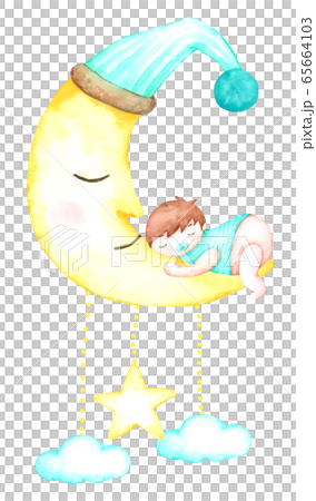 Sweet dreams baby with hand drawn watercolour for nursery and kids isolated on white background Sweet dreams baby with hand drawn watercolour for nursery and kids isolated on white background 65664103