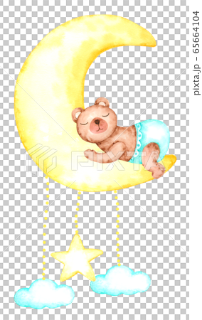 Sweet dreams baby with hand drawn watercolour for nursery and kids isolated on white background Sweet dreams baby with hand drawn watercolour for nursery and kids isolated on white background 65664104