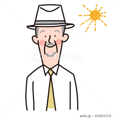 帽子をかぶる年配の男性のイラスト素材