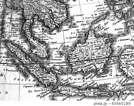 アンティークの世界地図 東南アジアの写真素材