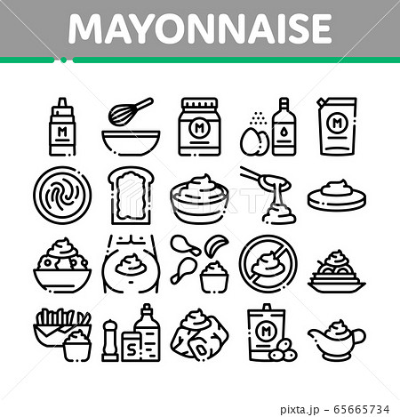 Mayonnaise Spice Sauce Collection Icons Set Vector 65665734