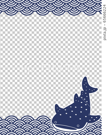 ジンベエザメ 和柄 てぬぐい 青海波 １c 縦のイラスト素材