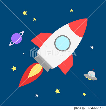 Rocket Traveling In Space Stock Illustration