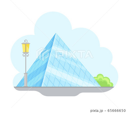 Paris Street View with Louvre Glass Pyramid Vector Illustration Paris Street View with Louvre Glass Pyramid Vector Illustration 65666650