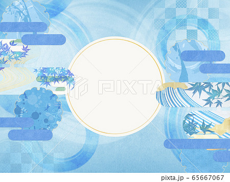 和風背景素材 清涼感 和紙 夏 水紋 波紋のイラスト素材