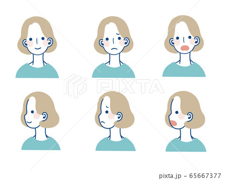 色々な表情の女性のイラスト素材