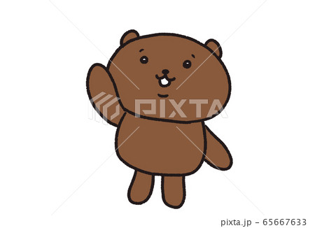 手をあげている子ぐまのイラスト素材