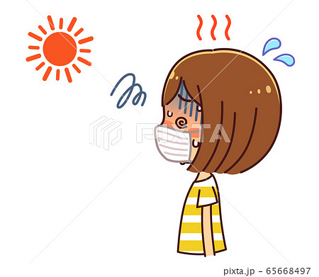 マスク熱中症　重度　横　女性　夏　太陽 65668497