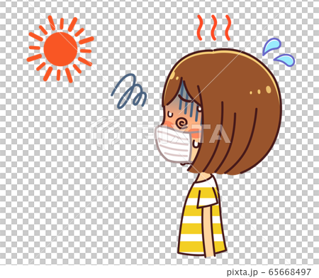 マスク熱中症　重度　横　女性　夏　太陽 65668497