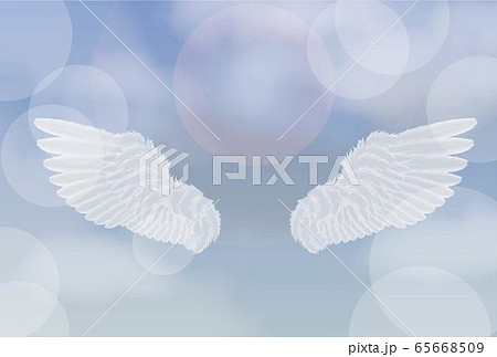 天使の翼と青空のポストカードのイラスト素材