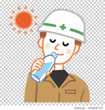作業員　水分補給　ペットボトル 65668710