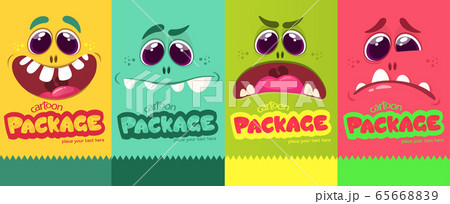 Cartoon monster faces set. Vector 65668839