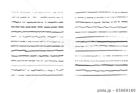 Set of lines. Hand drawn vector borders. Vintage doodle underlines. Cartoon pattern element. Grunge frame set. 65669180