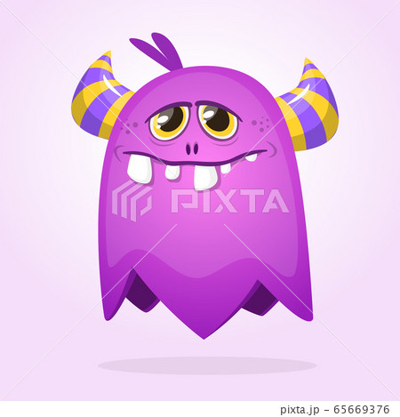 Purple Cartoon Monster With Horns. Big Collectionのイラスト素材 [65669376] - PIXTA