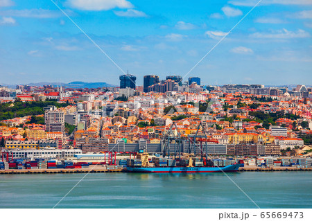 Lisbon city aerial panoramic view, Portugal 65669473
