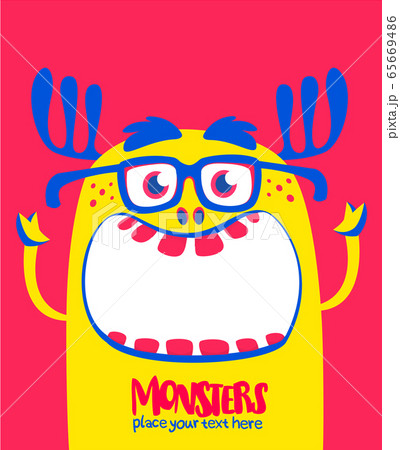 Angry orange cartoon monster with horns. Big collection of cute monsters. Angry orange cartoon monster with horns. Big collection of cute monsters. 65669486