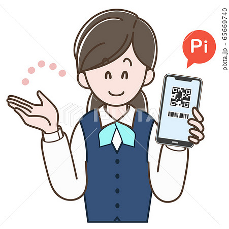 スマホ決済の案内をする制服の女性 スマホ決済の案内をする制服の女性 65669740